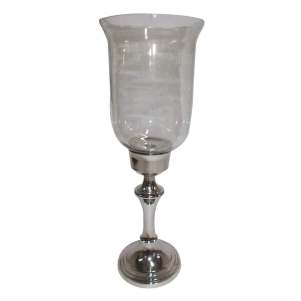 A & B Home 17 in. Silver/Clear Aluminum and Glass Votive Holder