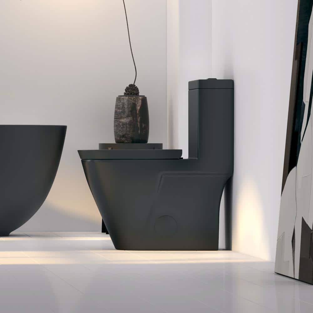 Turner Matte Black Elongated Dual Flush One-Piece Toilet