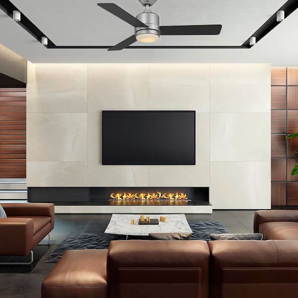 Castlegate 44 in. Integrated LED Indoor Silver Ceiling Fan with 3 Reversible Blades, Light Kit and Remote Control