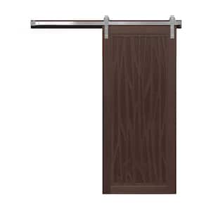 30 in. x 84 in. Howl at the Moon Sable Wood Sliding Barn Door with Hardware Kit in Black