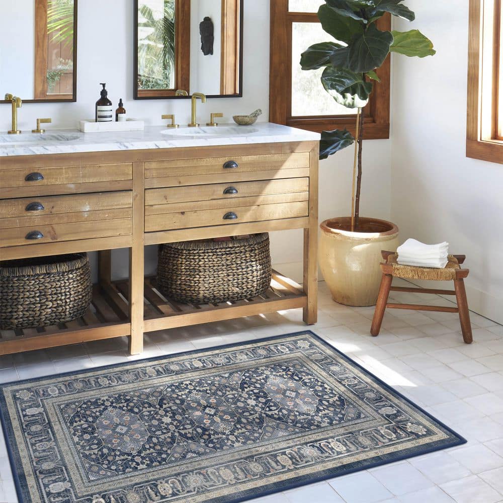 Ruggable Machine Washable Rug with Standard Pad - Alessia Dusk Blue 3 ...