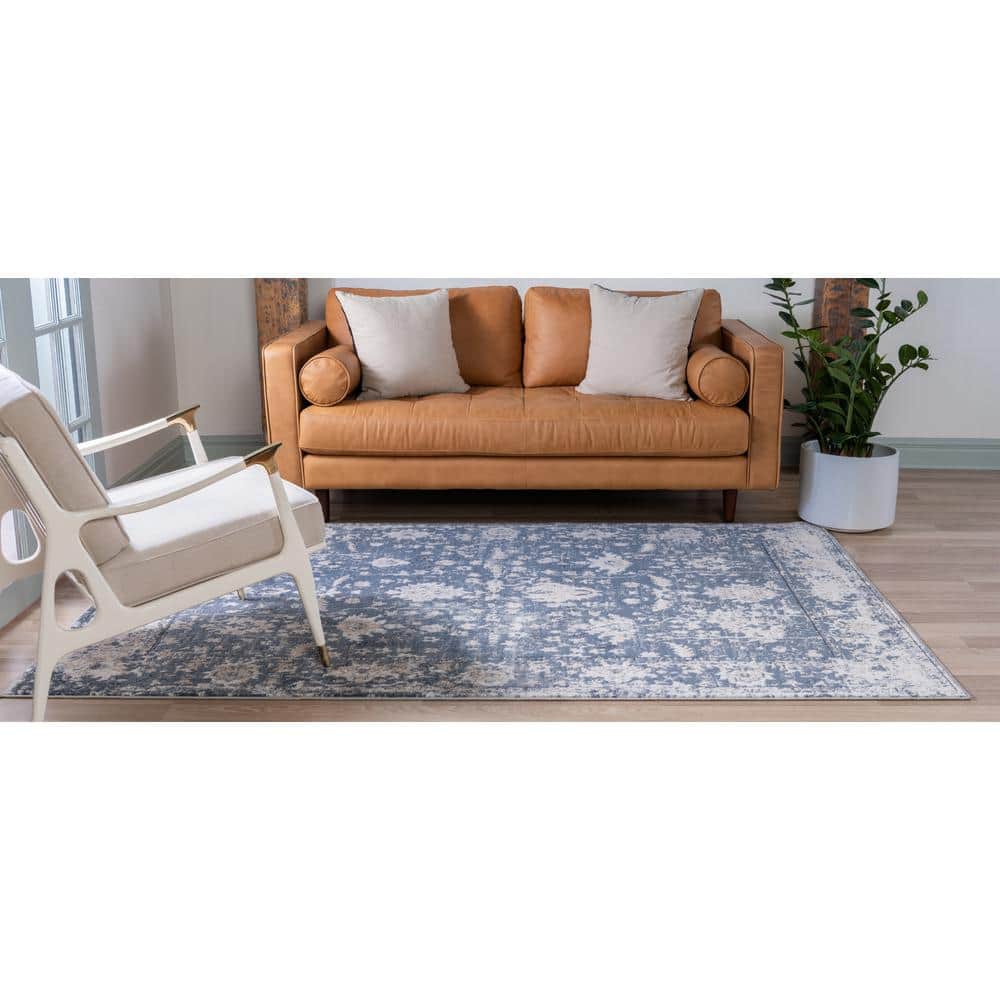Portland Collection 8' x 10' Geometric Blue Indoor Area Rug