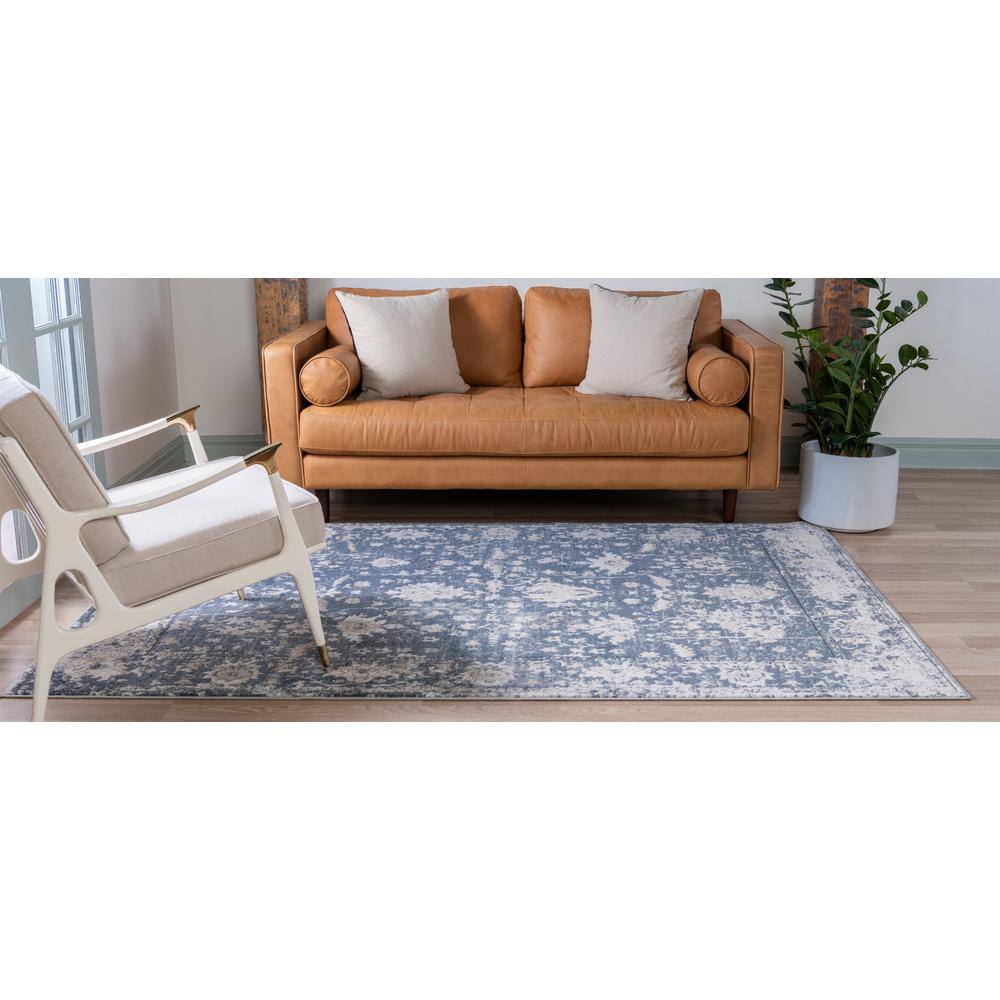 Portland Blue Rectangular Indoor Easy-Care Rug, 2x3 ft