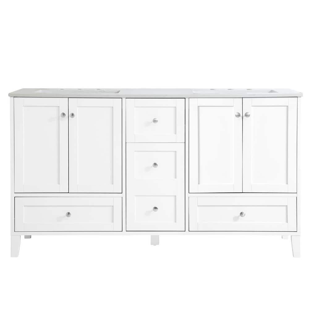 Simply Living 60 in. W x 22 in. D x 34 in. H Bath Vanity in White with Cala