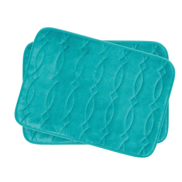 BounceComfort Grecian Turquoise 17 in. x 24 in. Memory Foam 2-Piece Bath Mat Set