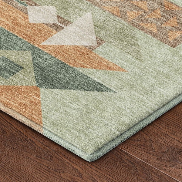 Mayfield Premium Machine Washable Abstract AMF2499 Sage 2 ft. x 3 ft. Accent Rug