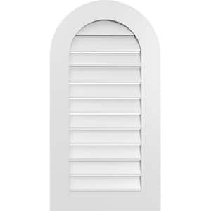 20 in. x 38 in. Round Top White PVC Paintable Gable Louver Vent Functional