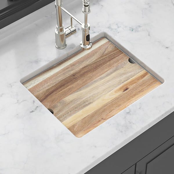 21 in. Undermount Single Bowl Quartz White Kitchen Sink with Workstation
