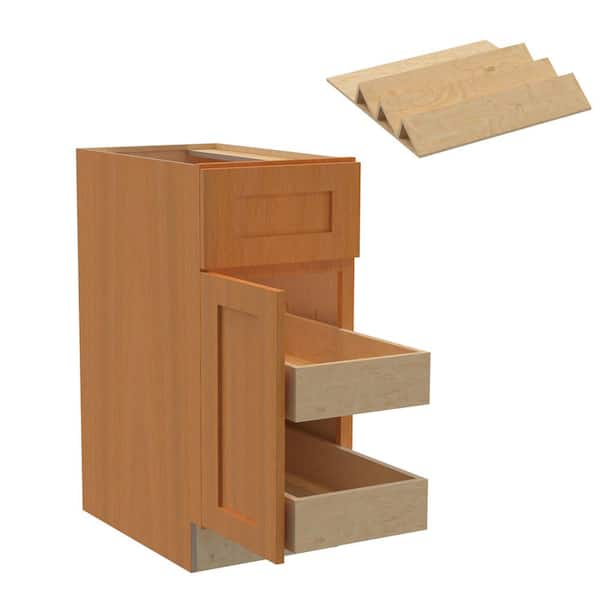 Home Decorators Collection Newport 15 in. W x 24 in. D x 34.5 in. H Assembled Plywood Base Kitchen Cabinet in Cinnamon with 2ROT Spice Soft Cls LH