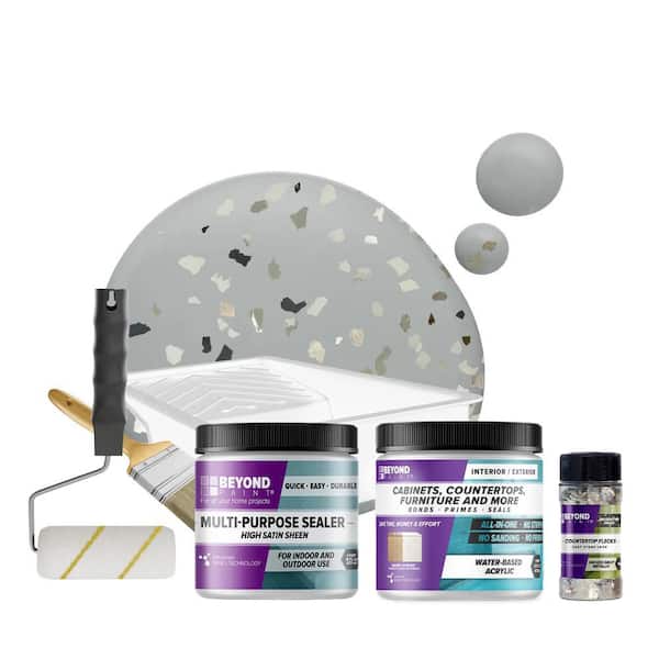BEYOND PAINT Soft Gray Countertop Kit with Smoked Gray Flecks