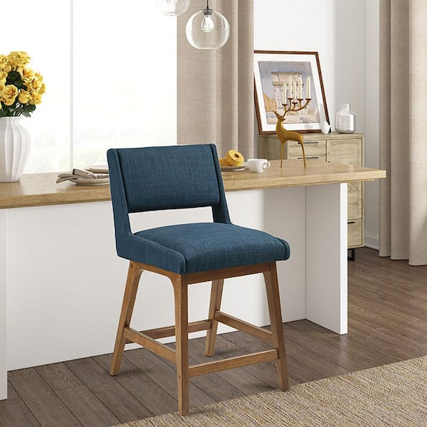 Boomerang 25 in. Navy Wood Counter Stool