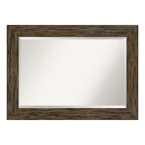 Fencepost Brown 43 in. x 31 in. Beveled Rectangle Wood Framed Bathroom Wall Mirror in Brown
