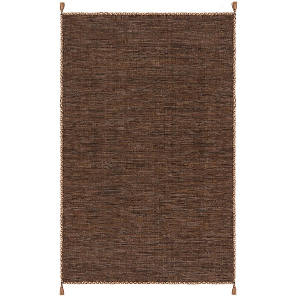 SAFAVIEH Montauk Brown/Black 4 ft. x 6 ft. Solid Color Striped Area Rug