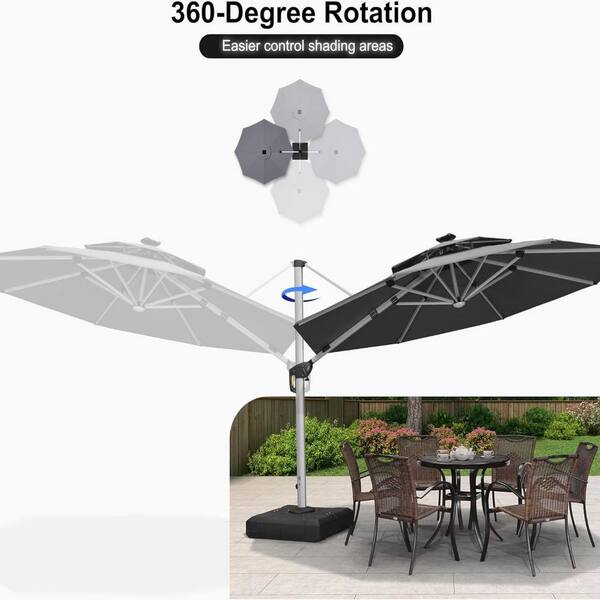 PURPLE LEAF 11 ft. Octagon Solar Powered LED Patio Umbrella