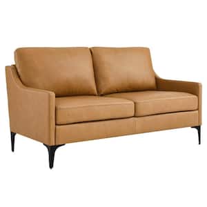 Corland 58.5 in. Leather Loveseat in Tan