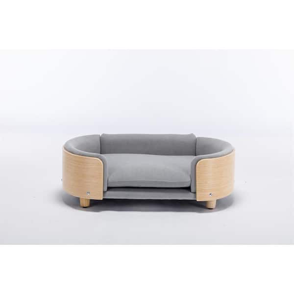 Foobrues Scandinavian Style Elevated Dog Bed Pet Sofa With Solid Wood Legs and Bent Wood Back for Small  to Medium Pet