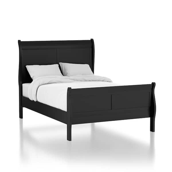 Furniture of America Burkhart Black Twin Wood Frame Sleigh Bed with Slat Kit