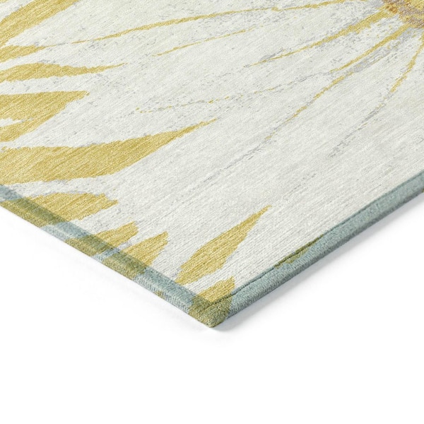 Chantille Machine Washable Indoor/Outdoor Abstract ACN2263 Gold 8 ft. x 8 ft. Area Rug