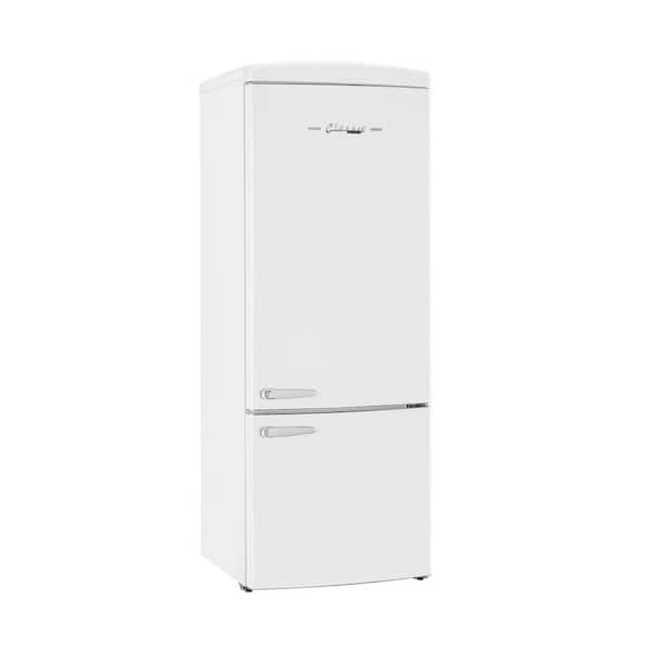 Classic Retro 28 in. 16.7 cu. ft. Frost Free Bottom Freezer Fridge in Marshmallow White, Energy Star