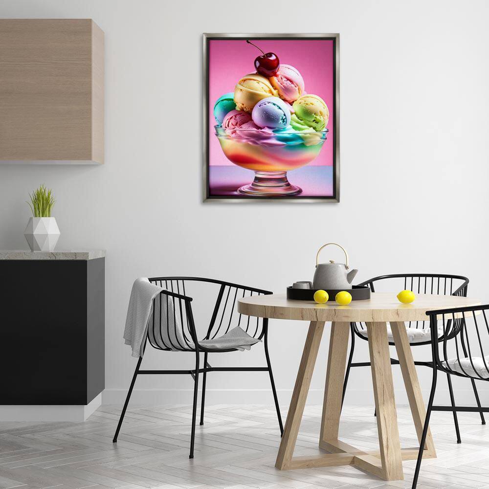 Rainbow Hued Sundae Dessert by Tabz Jones Gray Floater Frame Food Graphic Art Print 31 in. x 25 in. price history on PriceWatchPro