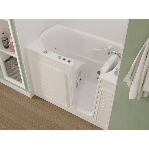 52.8 in. Walk-In Whirlpool and Air Bath Tub in White with 1.28 GPF Single Flush Toilet
