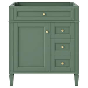 29.3 in. W x 18 in. D x 33 in. H Bath Vanity Cabinet without Top in Green with with 2 Drawers and a Tip-out Drawer