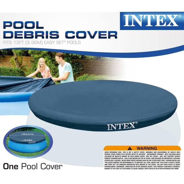 Intex 13 ft. Round PVC Vinyl Easy Set Above Ground Rope Tie Leaf Winter  Pool Cover 28026E - The Home Depot