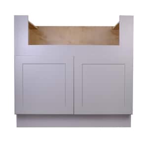 Bremen 36 in. W x 24 in. D x 34.5 in. H Gray Plywood Assembled Farm Sink Base Kitchen Cabinet with Soft Close