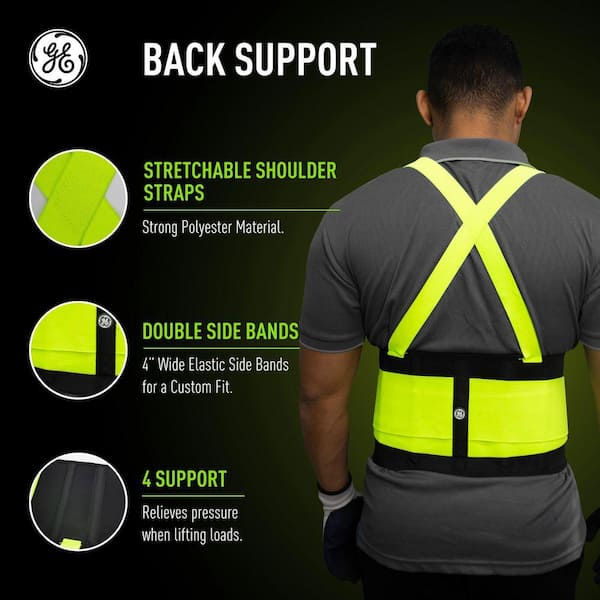 GE M Back Support Belt in Hi-Vis Yellow-GR542M GR542M - The Home Depot