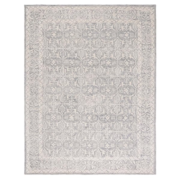 SAFAVIEH Metro Gray/Ivory 8 ft. x 10 ft. Floral Border Area Rug