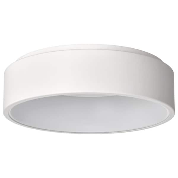 SATCO 17.75 in. White Contemporary Flush Mount with Frost Acrylic Shade and Integrated LED