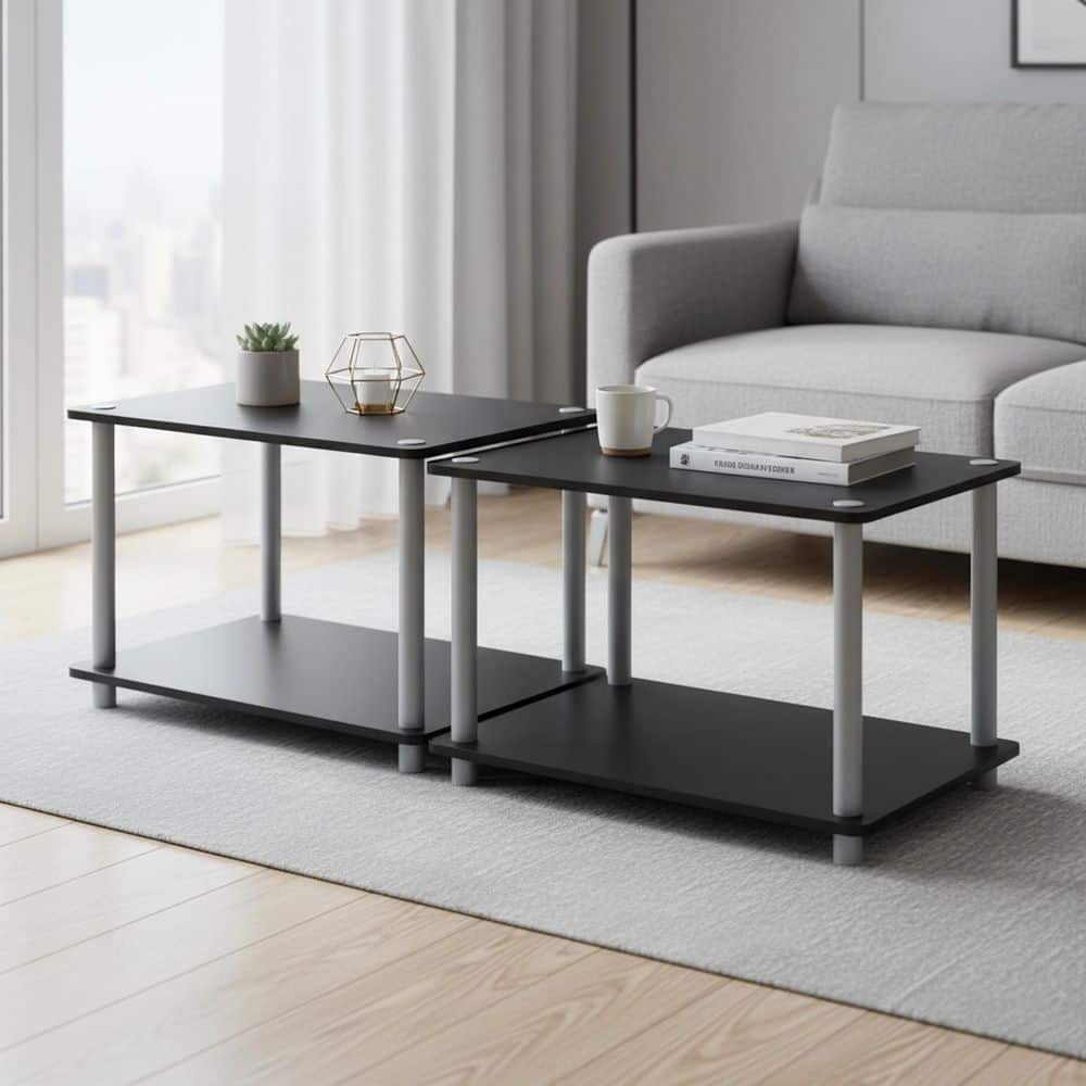Turn-N-Tube 23.6 in. Black/Grey Rectangle Wood End Table price history on PriceWatchPro