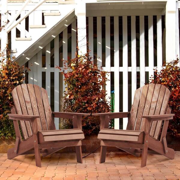 Coffee Outdoor Folding Wood Oversize Adirondack Chair with Pre