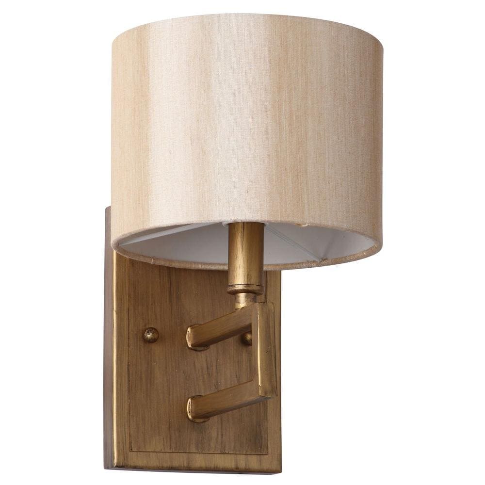 Catena Antique Gold 9.5" Contemporary Steel Wall Sconce with Cream Shade