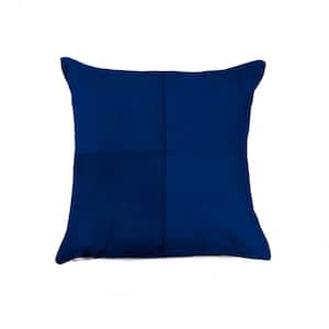 Torino Quattro Cowhide Navy Solid 18 in. x 18 in. Throw Pillow