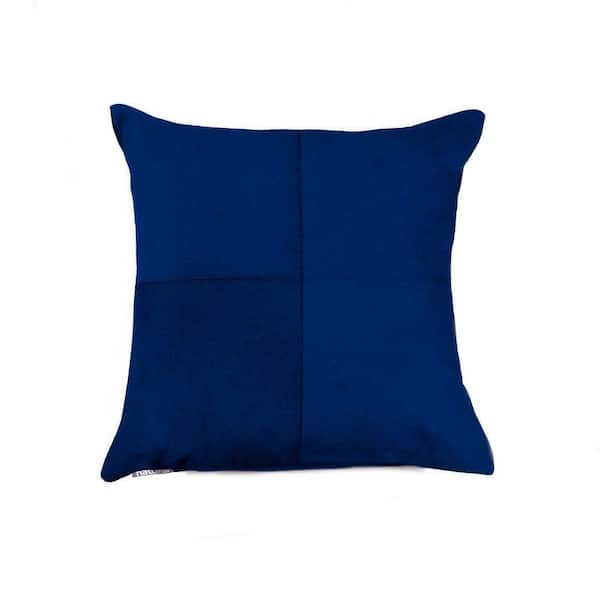 natural Torino Quattro Cowhide Navy Solid 18 in. x 18 in. Throw Pillow