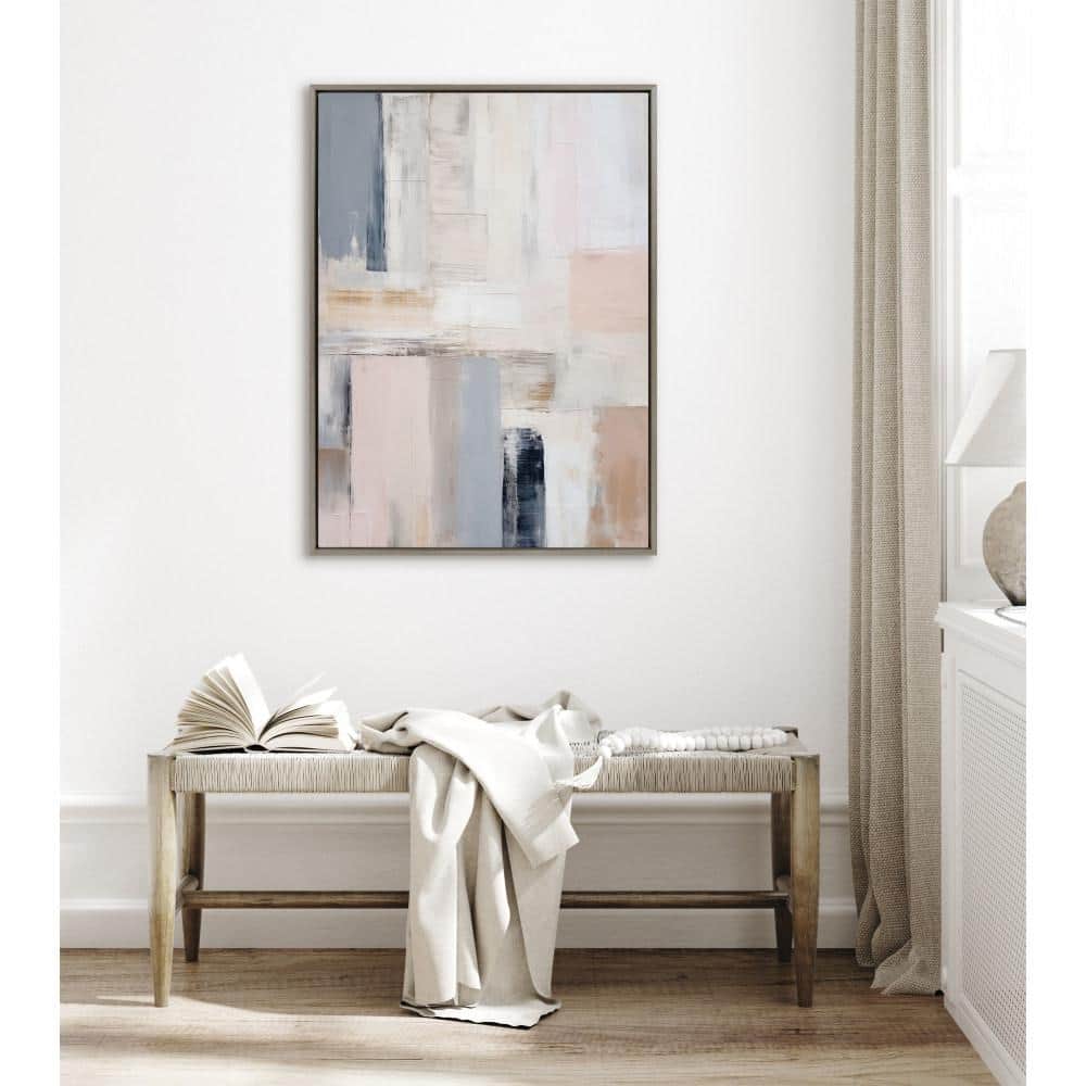 Rustic Melody Abstract Canvas Print with Gray and Beige Frame