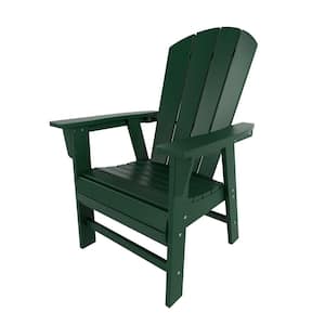 Laguna Outdoor Patio Fade Resistant HDPE Plastic Adirondack Style Dining Chair with Arms in Dark Green