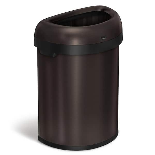 simplehuman 80-Liter/21 Gal. Dark Bronze Heavy-Gauge Stainless Steel Semi-Round Open Top Commercial Trash Can