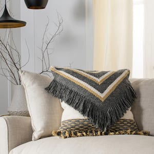 Elettra Charcoal/Gold 20 in. x 20 in. Throw Pillow