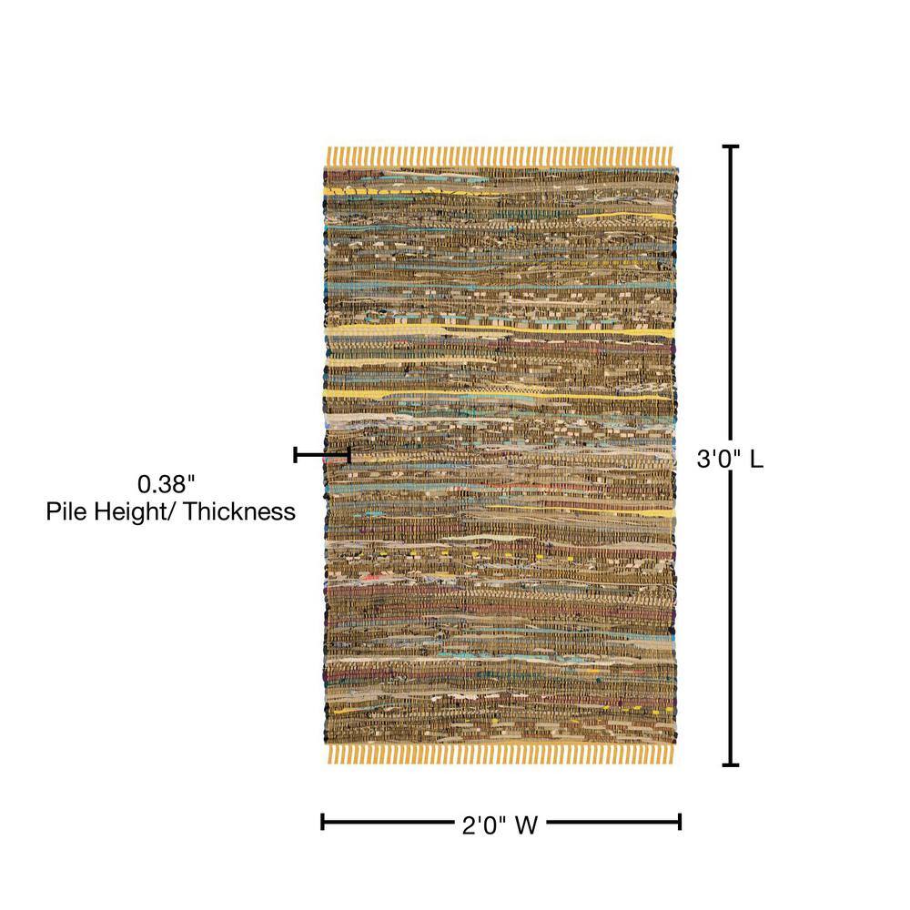 Handwoven Boho Chic Stripe Rug - 2' x 3', Yellow & Multi, Wool-Cotton Blend