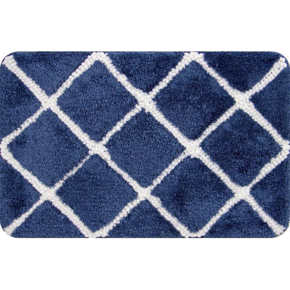 Trellis Foam Navy 24 in. x 36 in. Polyester Bath Mat 85TRL540624x36 ...