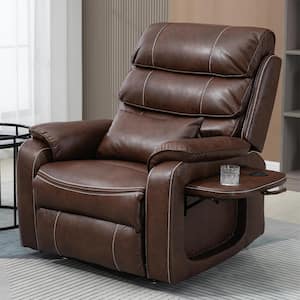 24.8 in. Oversized Dual OKIN Motor Technical Leather Recliner Chair with Massage, HeatingandWireless Charging - Brown