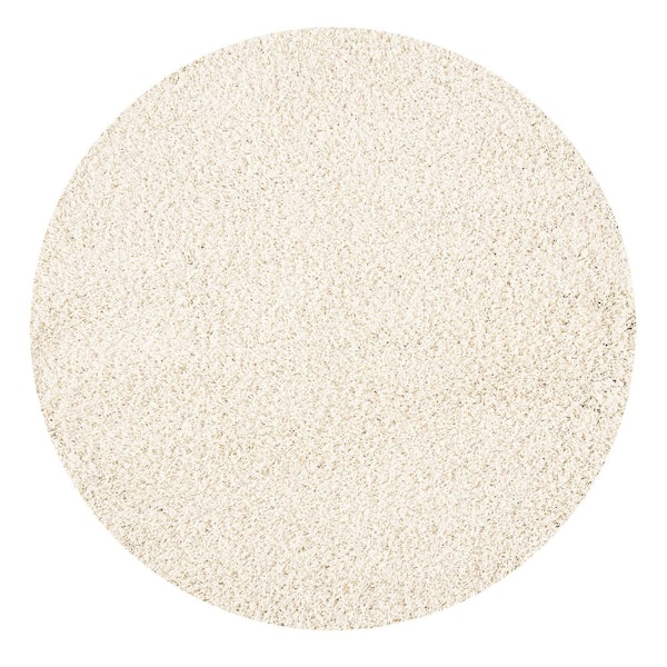 Jersey Shag Cream 6 ft. Round Solid Indoor Area Rug