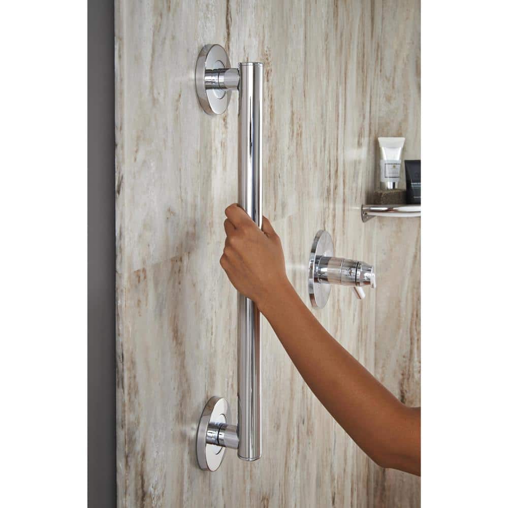 40" Polished Chrome Stainless Steel Wall Mounted Grab Bar Set