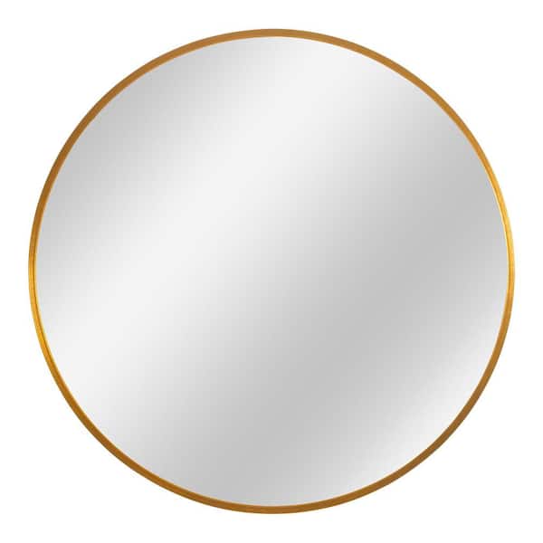 Unbranded Gold 16 in. W x 16 in. H Aluminum alloy Fine-edged Round Mirror with Elegant Scalloped Design for Living Room