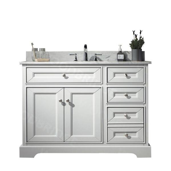WOODBRIDGE London 43 in.W x 22 in.D x 38 in.H Bath Vanity in White with