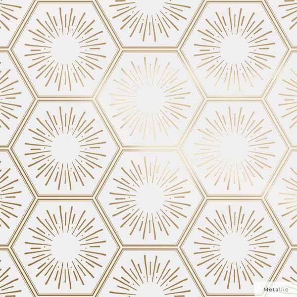 Metallic Sunset Gold Hello Sunshine Vinyl Peel and Stick Wallpaper Roll (Covers 28 sq. ft.)