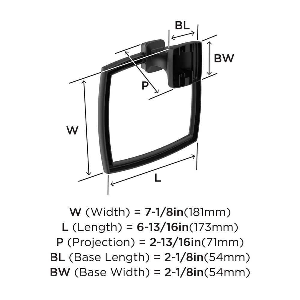 Matte Black Wall Mounted Towel Ring 6-13/16 inch