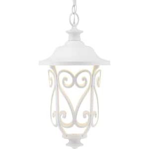 Leawood LED Collection 1-Light White Transitional Outdoor Hanging Lantern Light